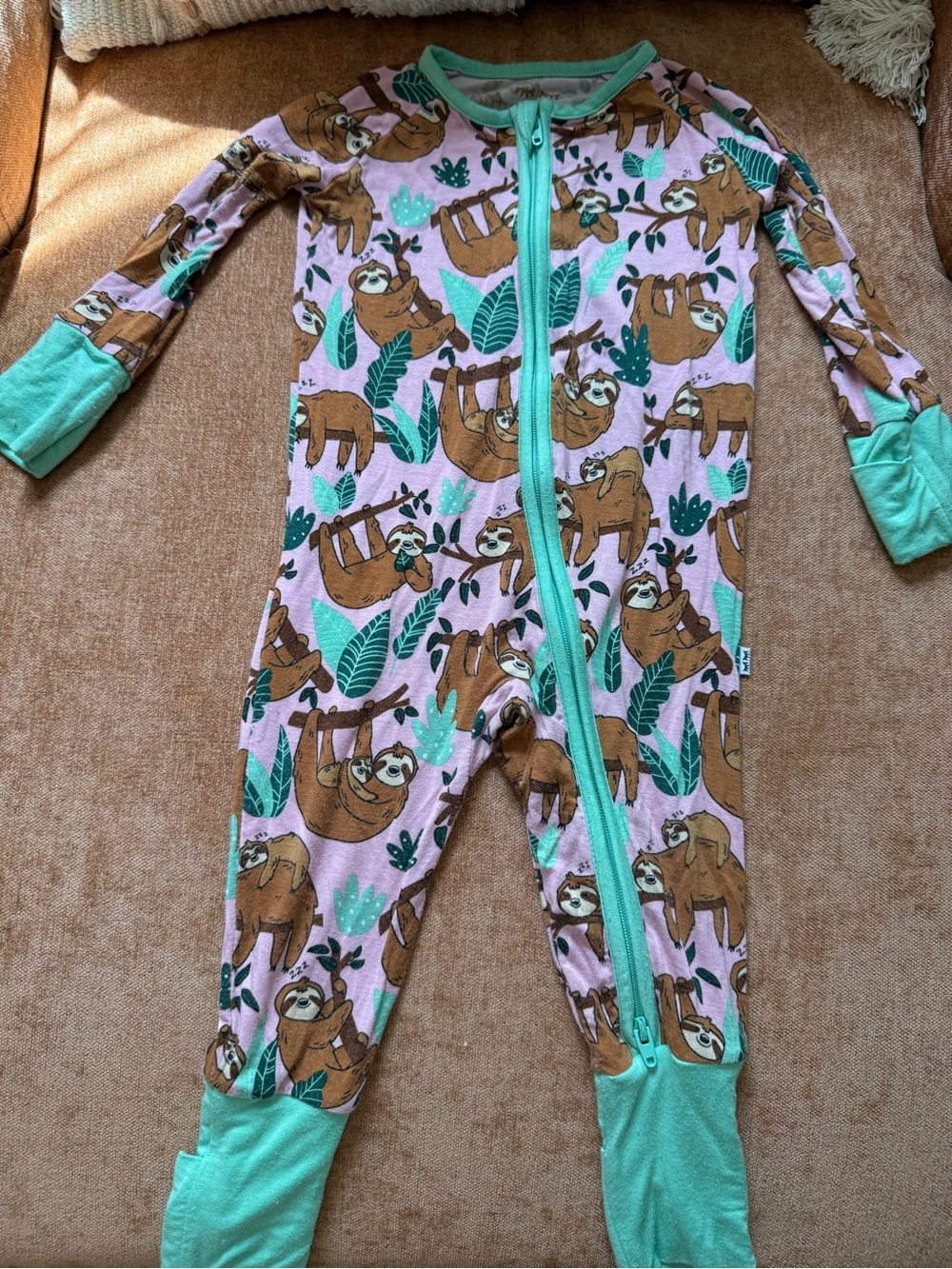 Little Sleepies Pink Sloths 3-6m